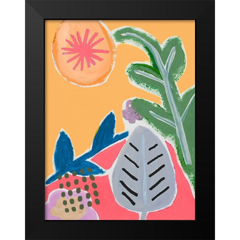 Take On Flora Black Modern Wood Framed Art Print by SD Graphics Studio