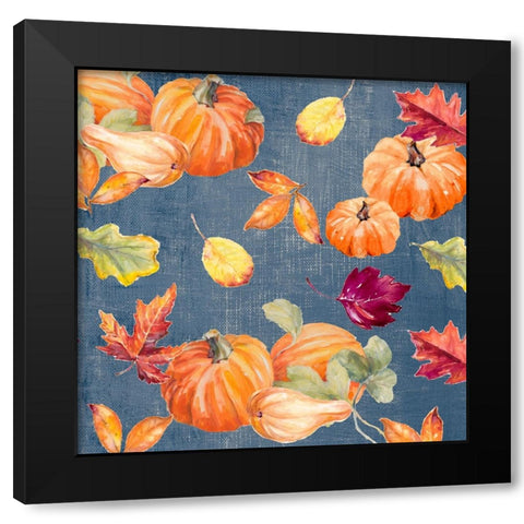 Raining Pumpkins Black Modern Wood Framed Art Print with Double Matting by Loreth, Lanie