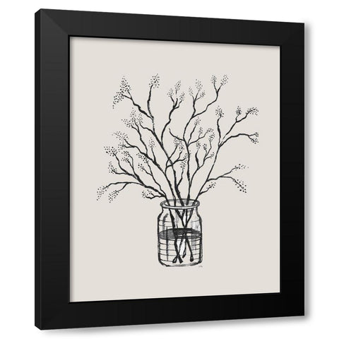 Sketched Blossoms I Black Modern Wood Framed Art Print with Double Matting by Medley, Elizabeth