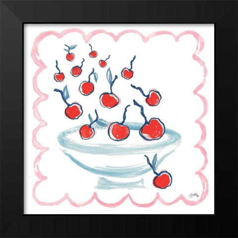 Bowl Full Of Cherries Black Modern Wood Framed Art Print by Medley, Elizabeth