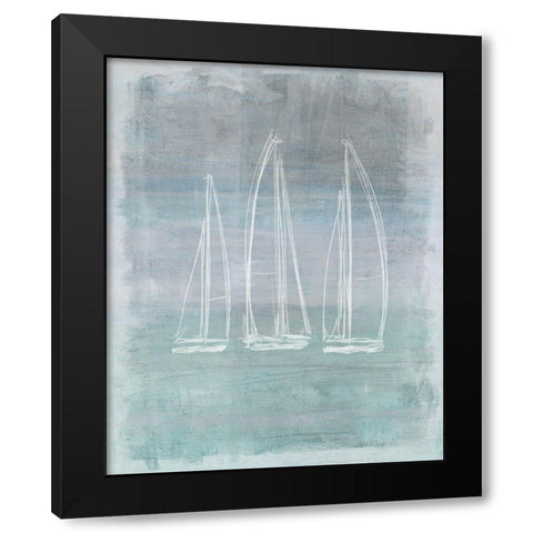 Regatta Memory II Black Modern Wood Framed Art Print with Double Matting by Meneely, Dan