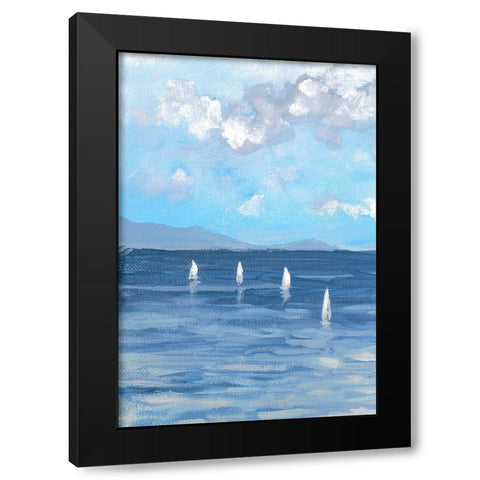Boats and Waves I Black Modern Wood Framed Art Print by Meneely, Dan