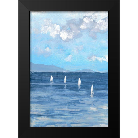 Boats and Waves I Black Modern Wood Framed Art Print by Meneely, Dan
