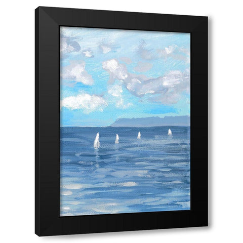 Boats and Waves II Black Modern Wood Framed Art Print by Meneely, Dan