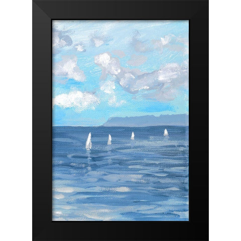 Boats and Waves II Black Modern Wood Framed Art Print by Meneely, Dan