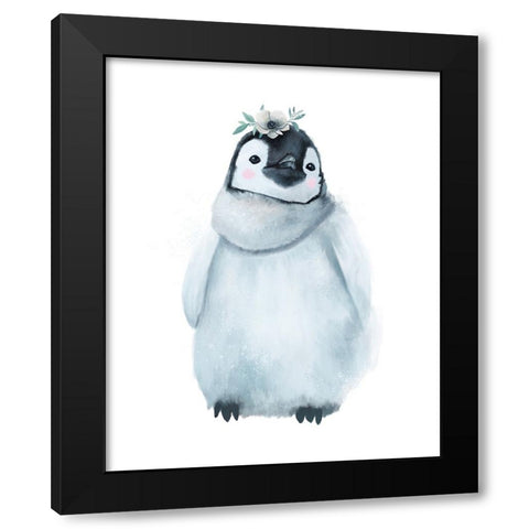 Baby Penguin Black Modern Wood Framed Art Print with Double Matting by Sheppard, Lucca