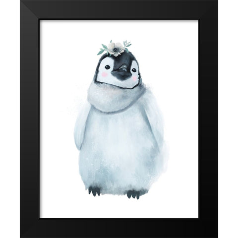 Baby Penguin Black Modern Wood Framed Art Print by Sheppard, Lucca