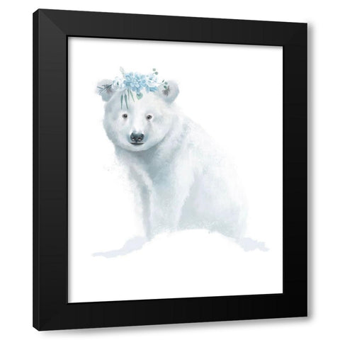 Baby Polar Bear Black Modern Wood Framed Art Print with Double Matting by Sheppard, Lucca