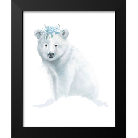Baby Polar Bear Black Modern Wood Framed Art Print by Sheppard, Lucca