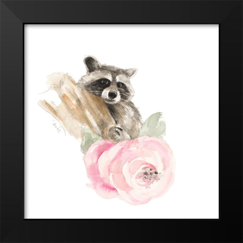 Raccoon on Branch II Black Modern Wood Framed Art Print by Loreth, Lanie