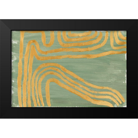 Golden Curves Abstract Black Modern Wood Framed Art Print by SD Graphics Studio