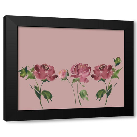 Trio Of Peonies Black Modern Wood Framed Art Print with Double Matting by Price, Lucille