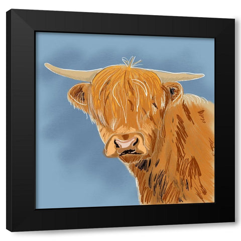 Highland Cow Black Modern Wood Framed Art Print by Wilson, Kali