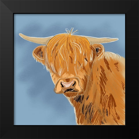 Highland Cow Black Modern Wood Framed Art Print by Wilson, Kali
