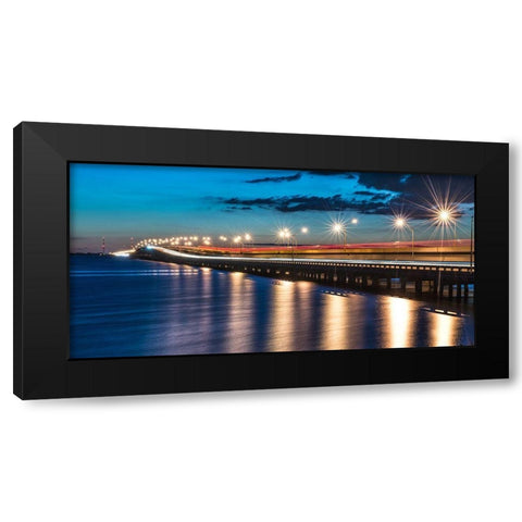 Night Bridge Black Modern Wood Framed Art Print with Double Matting by Bill Carson Photography