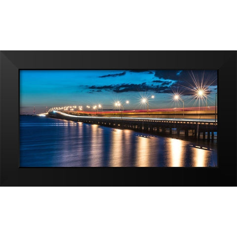 Night Bridge Black Modern Wood Framed Art Print by Bill Carson Photography