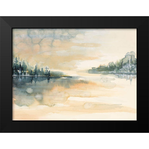 Peaceful Yellow and Green Black Modern Wood Framed Art Print by Diannart