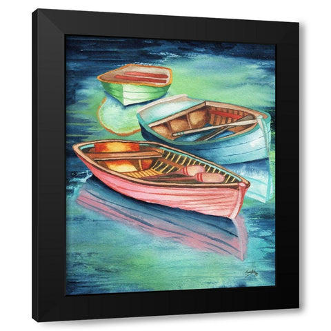 Docked Rowboats II Black Modern Wood Framed Art Print by Medley, Elizabeth
