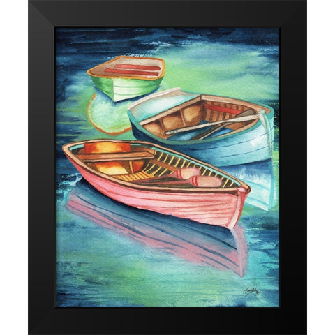 Docked Rowboats II Black Modern Wood Framed Art Print by Medley, Elizabeth