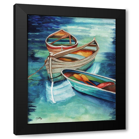 Docked Rowboats I Black Modern Wood Framed Art Print by Medley, Elizabeth