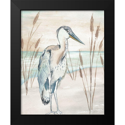 Heron By Beach Grass I Black Modern Wood Framed Art Print by Medley, Elizabeth