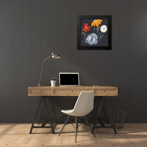 Fleurs at Night Black Modern Wood Framed Art Print by Maria, Robin