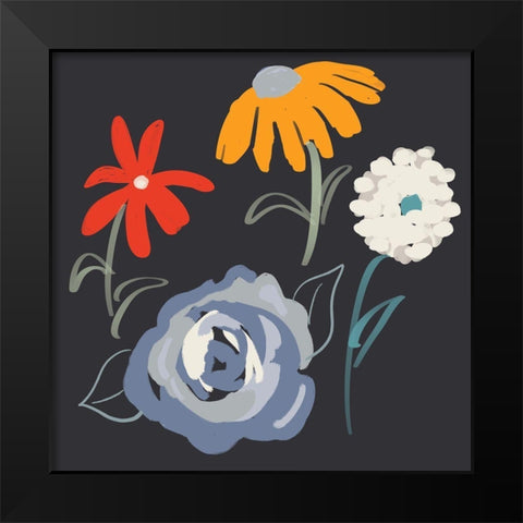 Fleurs at Night Black Modern Wood Framed Art Print by Maria, Robin