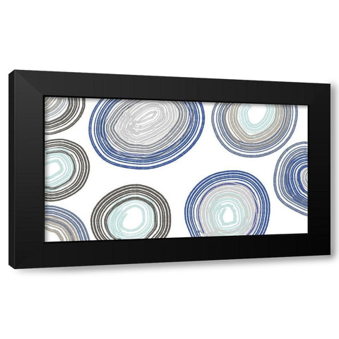 Blue And Gray Family Circle Black Modern Wood Framed Art Print with Double Matting by Maria, Robin