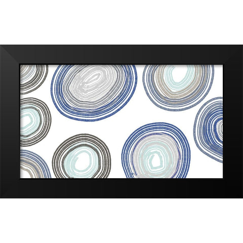 Blue And Gray Family Circle Black Modern Wood Framed Art Print by Maria, Robin