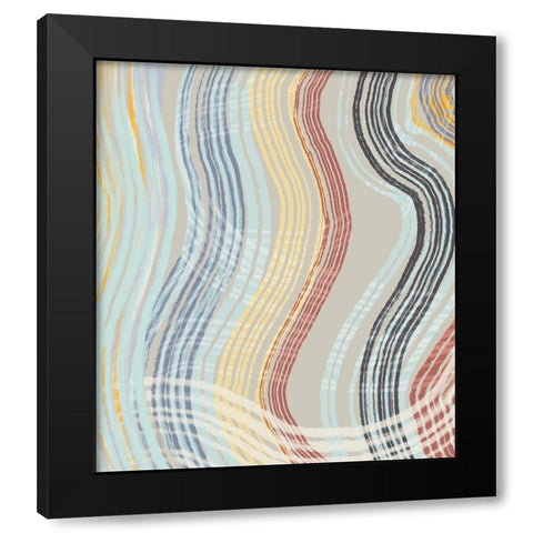 Earth Tone Band Waves Black Modern Wood Framed Art Print with Double Matting by Maria, Robin