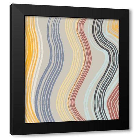 Sandy Hues Band Waves Black Modern Wood Framed Art Print with Double Matting by Maria, Robin