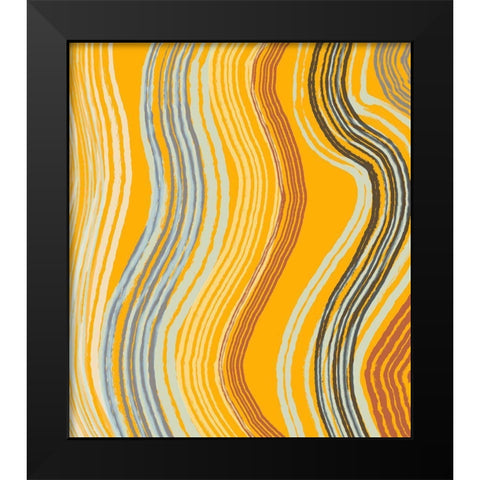 Yellow Band Waves Black Modern Wood Framed Art Print by Maria, Robin