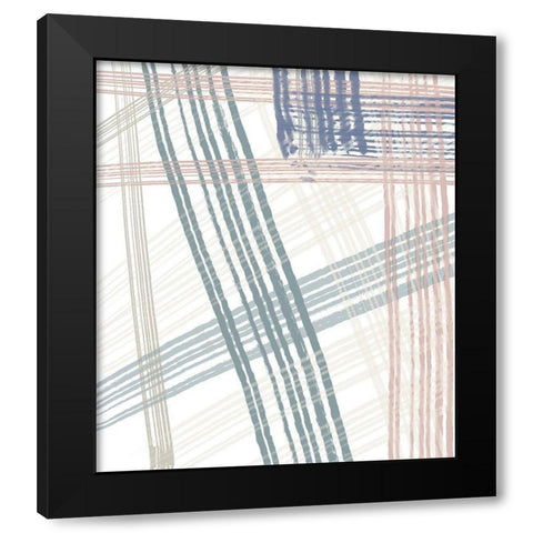 Crossing Plaids Black Modern Wood Framed Art Print by Maria, Robin