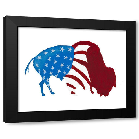 Patriotic Bison Black Modern Wood Framed Art Print with Double Matting by Ritter, Gina
