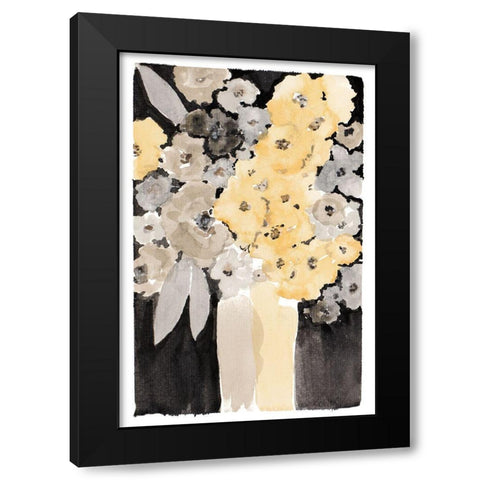 Moody Bouquet Black Modern Wood Framed Art Print by Krinlox