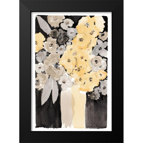Moody Bouquet Black Modern Wood Framed Art Print by Krinlox