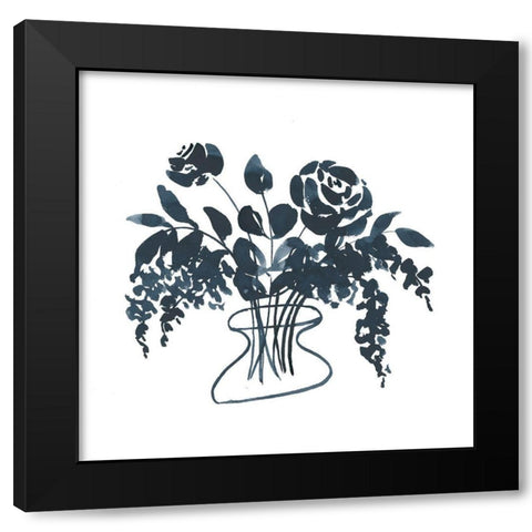 Indigo Floral Study I Black Modern Wood Framed Art Print with Double Matting by Price, Lucille