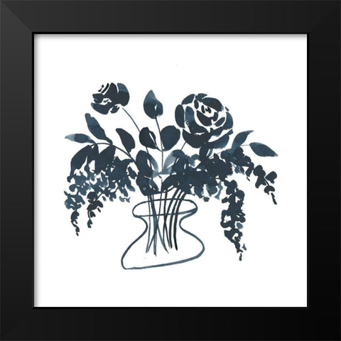 Indigo Floral Study I Black Modern Wood Framed Art Print by Price, Lucille