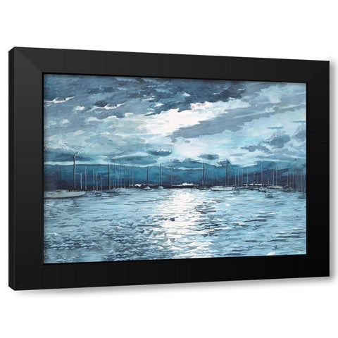 Moonlit Marina Black Modern Wood Framed Art Print with Double Matting by Nawrocke, Bruce