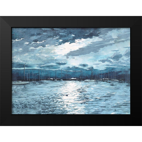 Moonlit Marina Black Modern Wood Framed Art Print by Nawrocke, Bruce