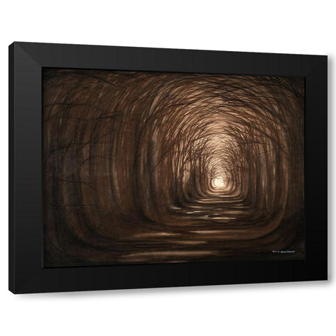 Sundown In A Forest Black Modern Wood Framed Art Print by Nawrocke, Bruce
