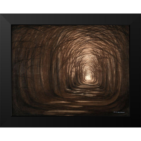 Sundown In A Forest Black Modern Wood Framed Art Print by Nawrocke, Bruce