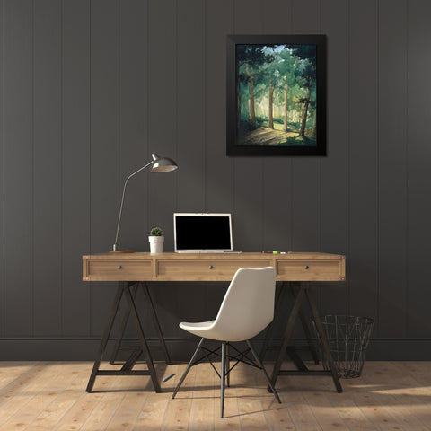 Hike In The Dark Green Woods Black Modern Wood Framed Art Print by Nawrocke, Bruce