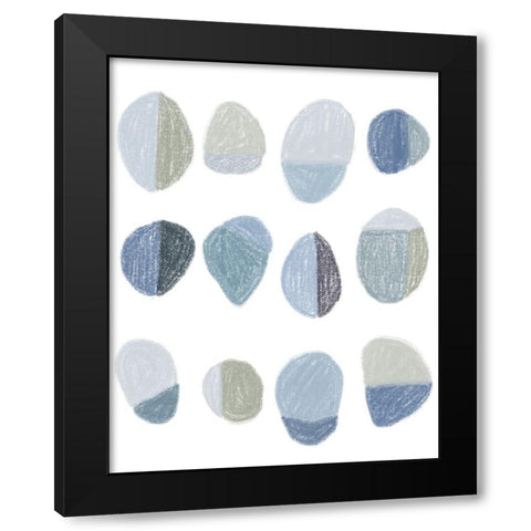 Blue Pebbles Black Modern Wood Framed Art Print by Navas, Emily