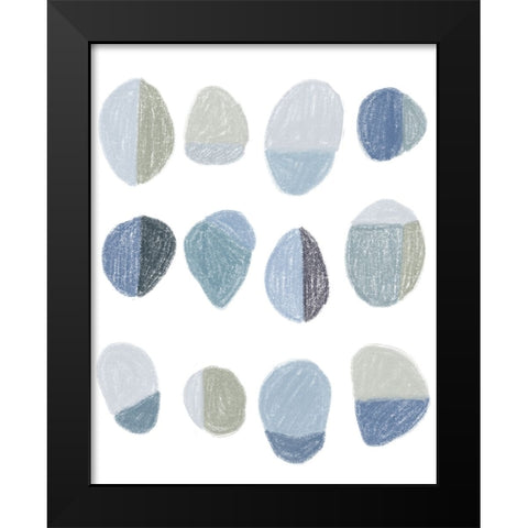 Blue Pebbles Black Modern Wood Framed Art Print by Navas, Emily