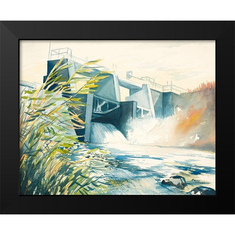 Industrial Dam Black Modern Wood Framed Art Print by Nawrocke, Bruce
