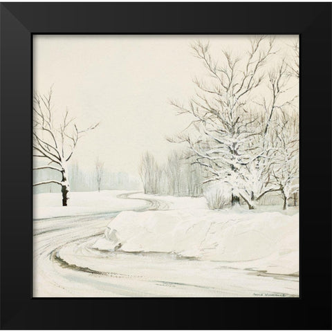 Snowy Road Black Modern Wood Framed Art Print by Nawrocke, Bruce