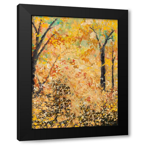 Falling Autumn Leaves Black Modern Wood Framed Art Print with Double Matting by Nawrocke, Bruce