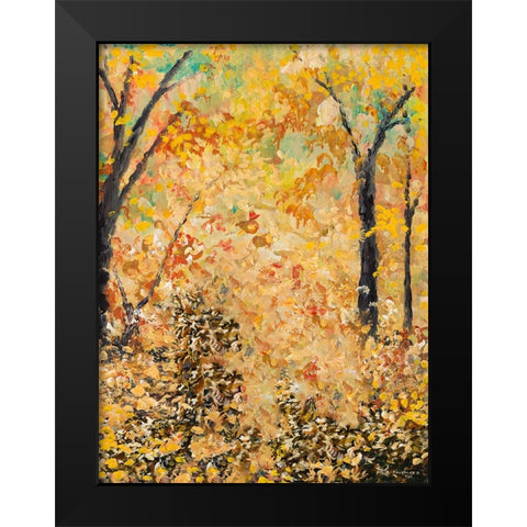 Falling Autumn Leaves Black Modern Wood Framed Art Print by Nawrocke, Bruce