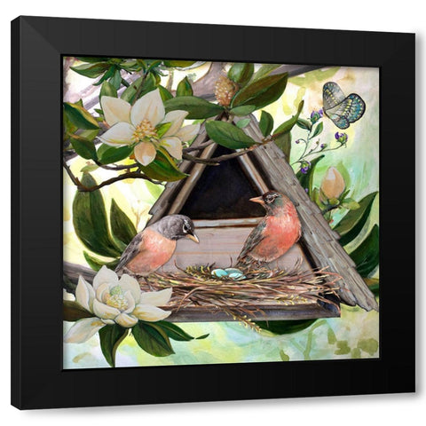 Birdhouse II Black Modern Wood Framed Art Print by Diannart